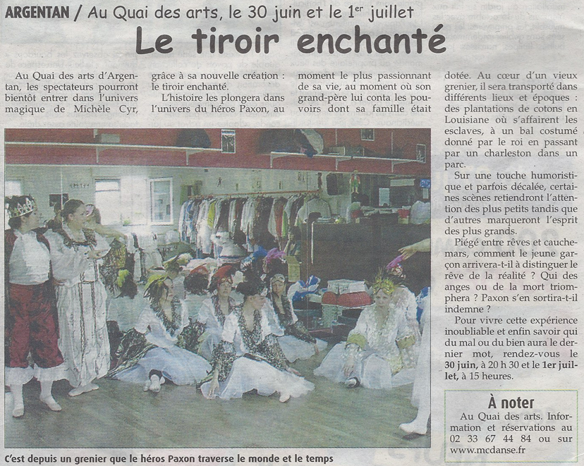 Le tiroir enchanté. Extrait du Journal de l'Orne du 28 juin 2012