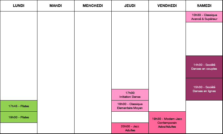 Planning de l'école d'Argentan 2020/2021